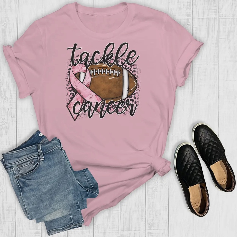 Women's Gray Faith Family Football Tee